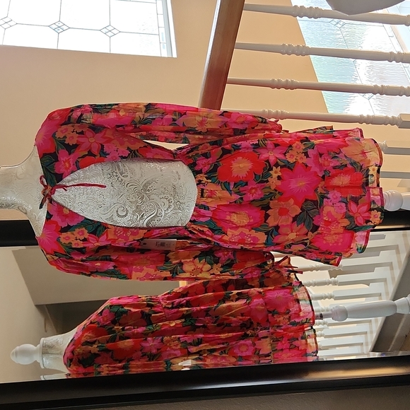 NWT Billabong Heaven Sent Floral Open Back Ruffle Mini Dress - Picture 6 of 7